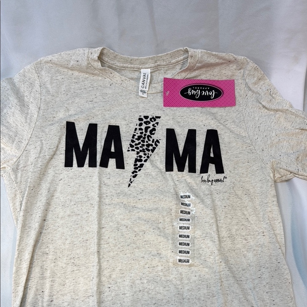 Mama w/ Lighting Bolt Graphic T-Shirt - Cream colored, Woman’s Medium, NWT